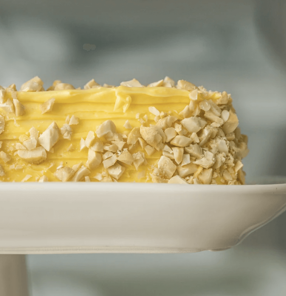 Sans Rival on a cake plate